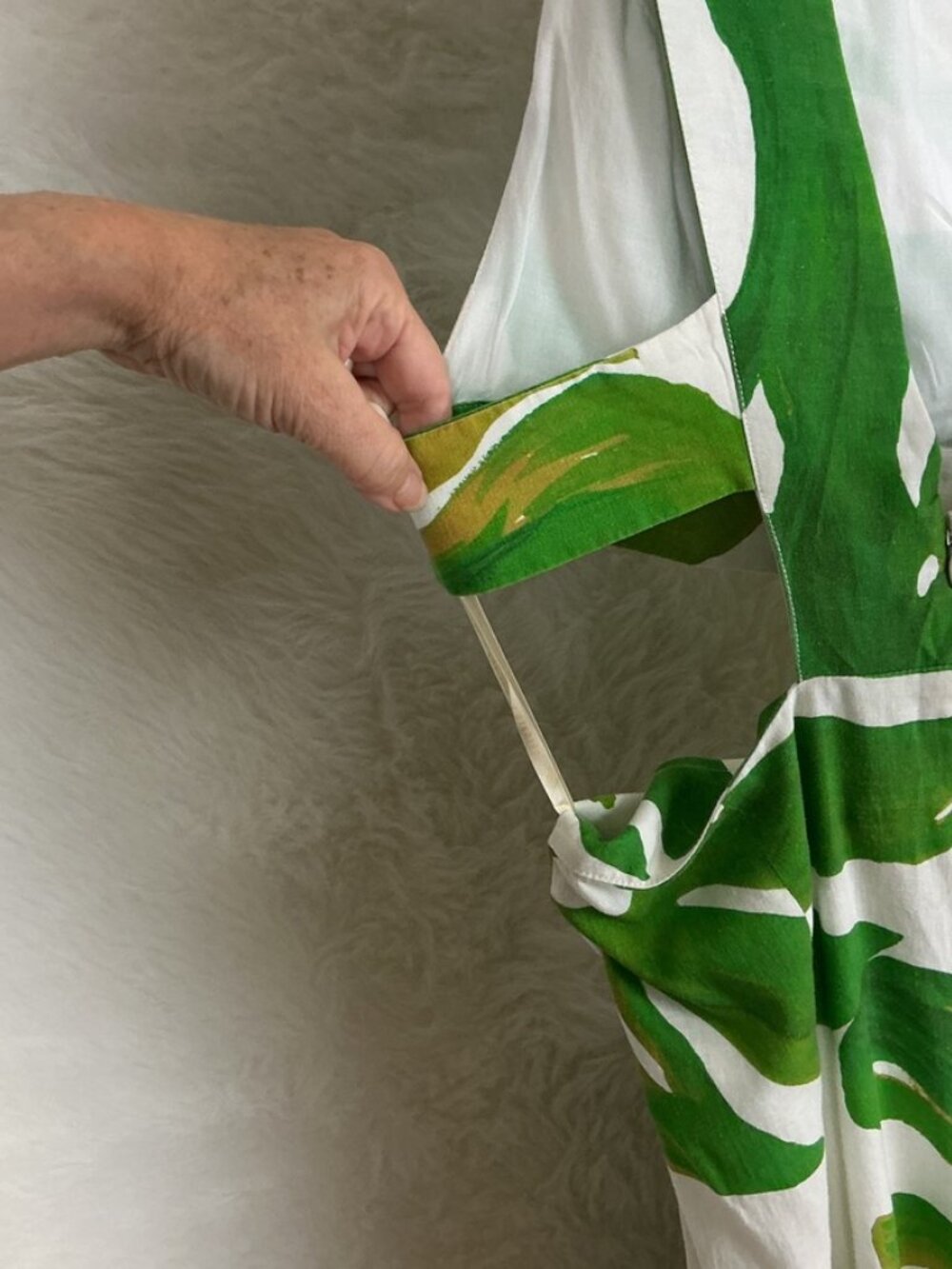 Farm Rio Green Ivory Monstera Leaf One Shoulder Cut Out Jumpsuit Linen Blend XL - Picture 5 of 8